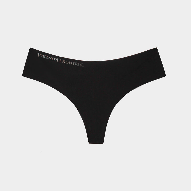Seamless Thongs For Women No Show Thong Underwear Women 5 Pack, Black, L