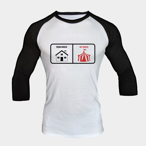 3-4 Raglan Sleeve T-Shirt - Hand Printed Small / My House